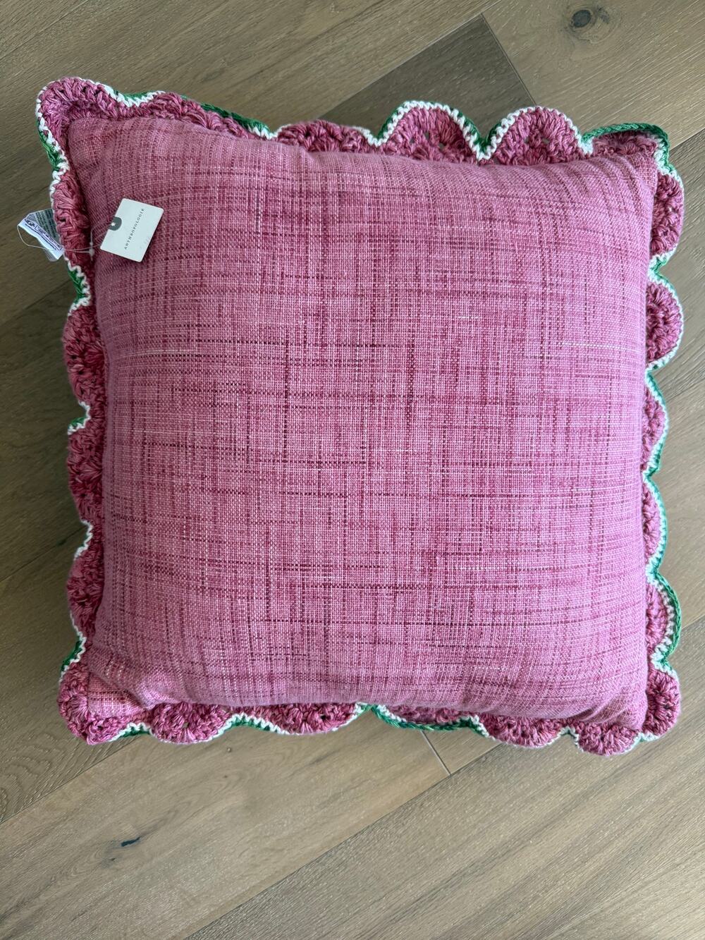New Anthropologie Dominica 18" Woven Pillow Watermelon Fruit Trim